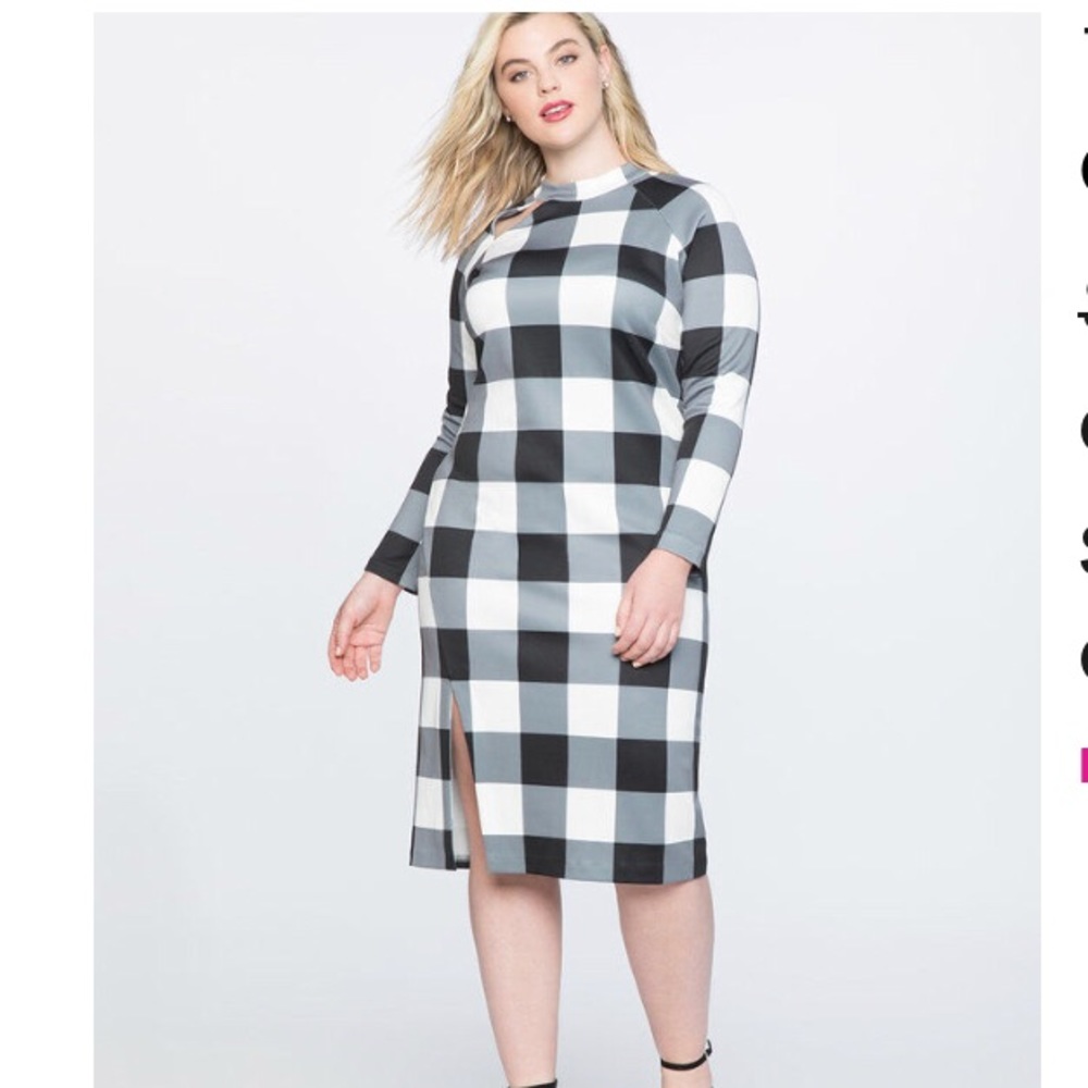 Eloquii Buffalo Plaid Scuba Knit Midi Dress